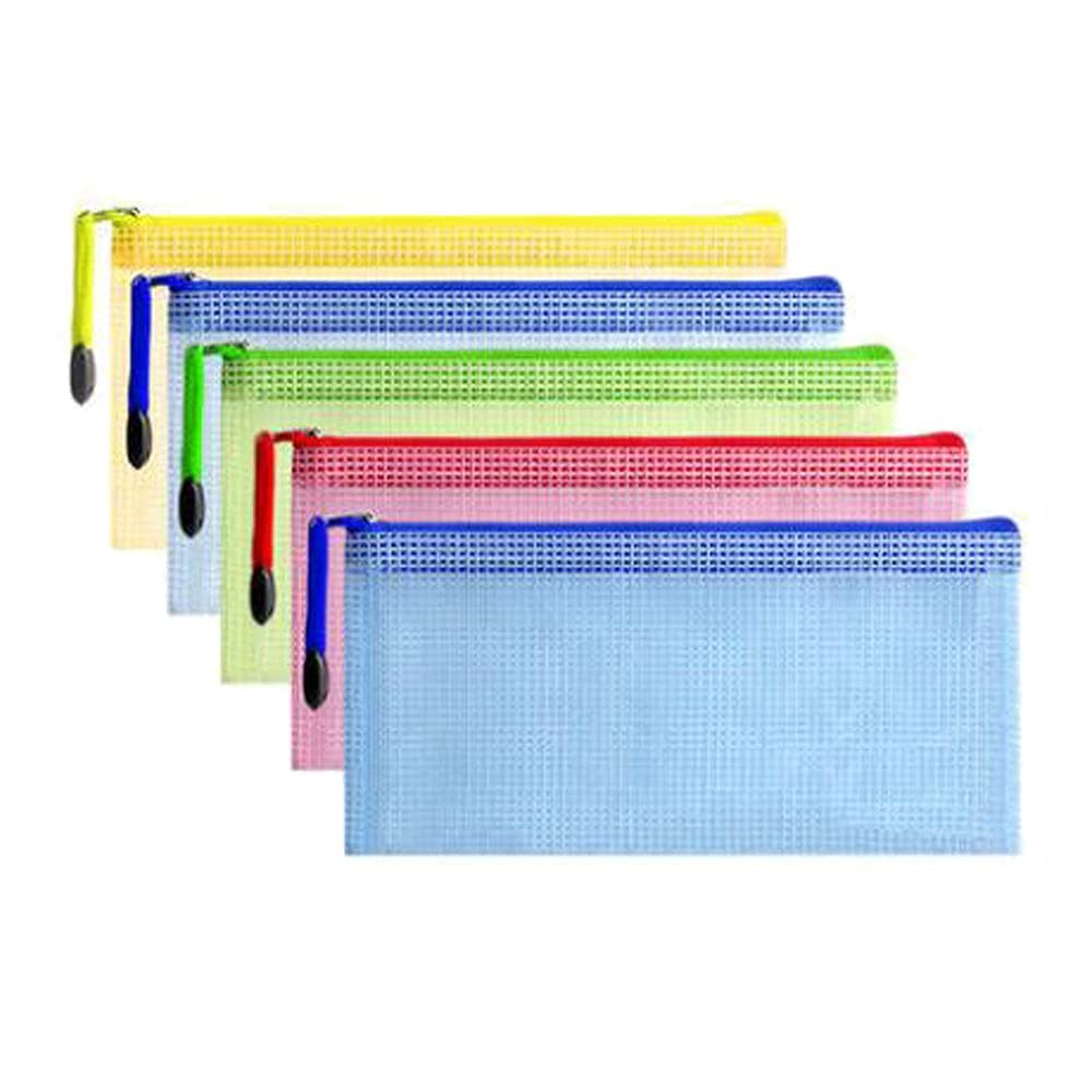 Small Waterproof Mesh Zipper Envelopes Document Storage Pouch Bags A6 5 PCS