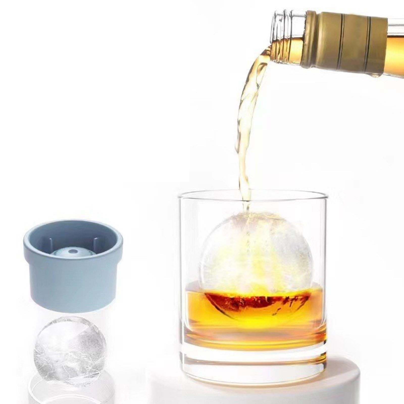 Ice Ball Molds, 6PCS Reusable Large Round Ice Cube Mold, Stackable Easy-Rele