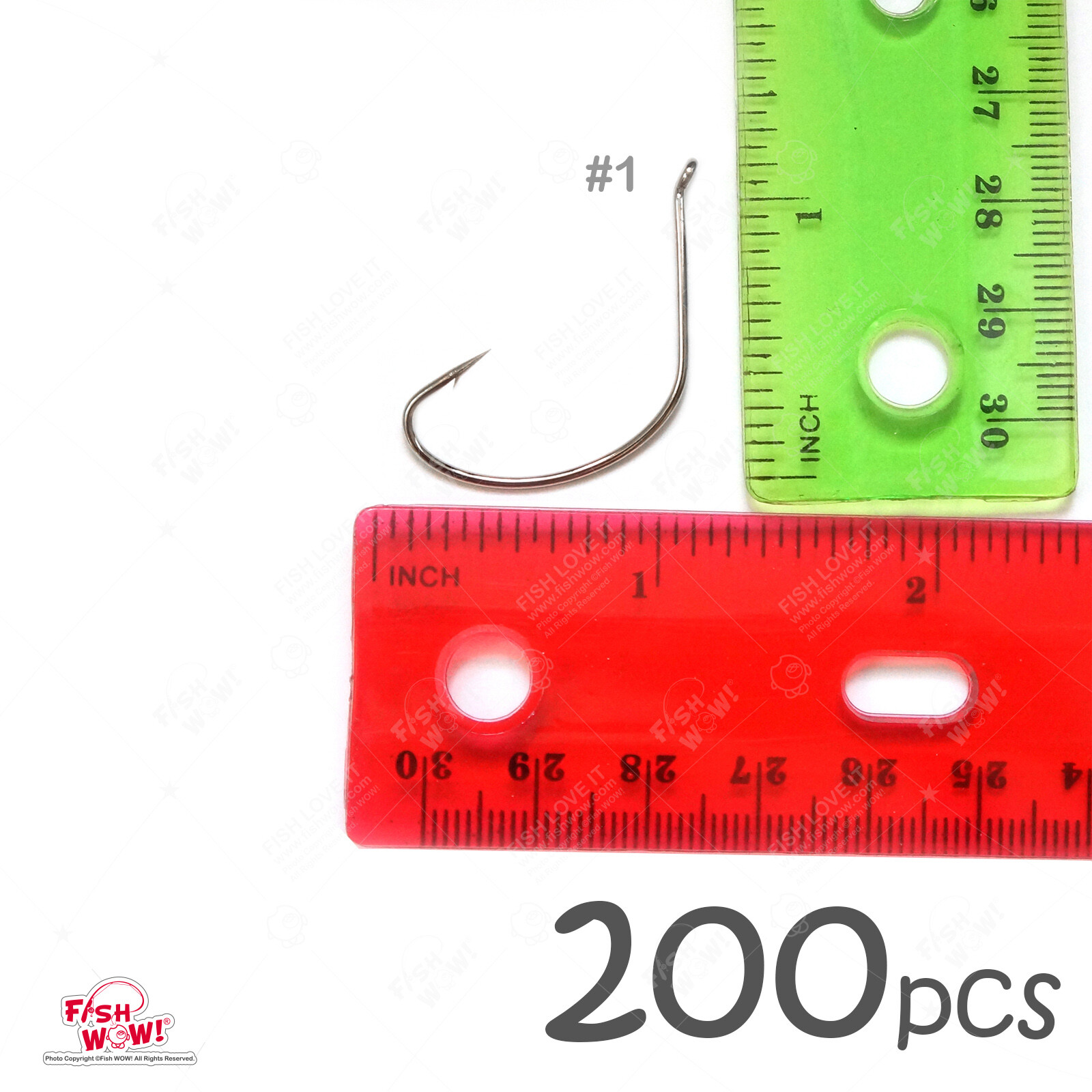 200pcs #1 Fishing Kahle Hook Wide Gap Turned-up eye Hi-carbon steel Fish WOW!®
