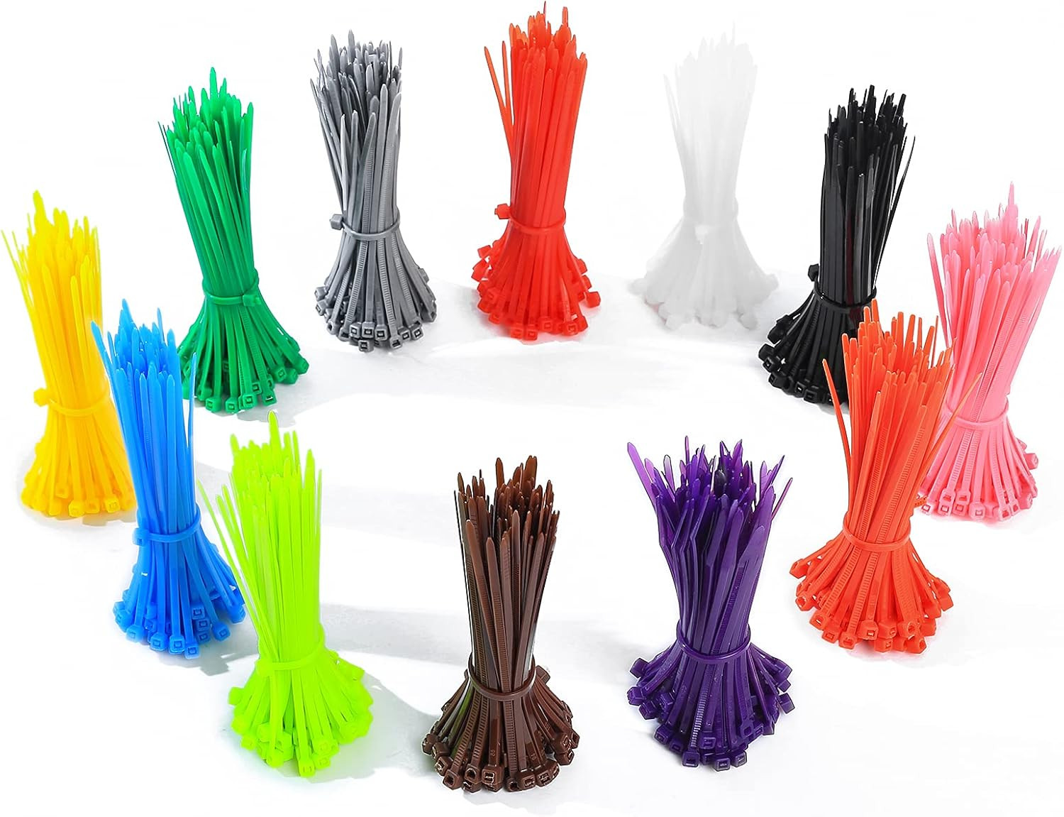 Cable Ties Zip Mixed Colored Self Locking For Home Office Garden 4 Inch 1200 Pcs