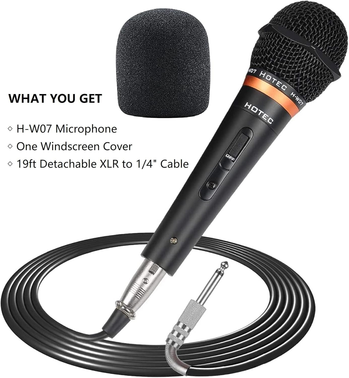 HOTEC Premium Vocal Dynamic Handheld Microphone with 19ft Detachable XLR Cable a