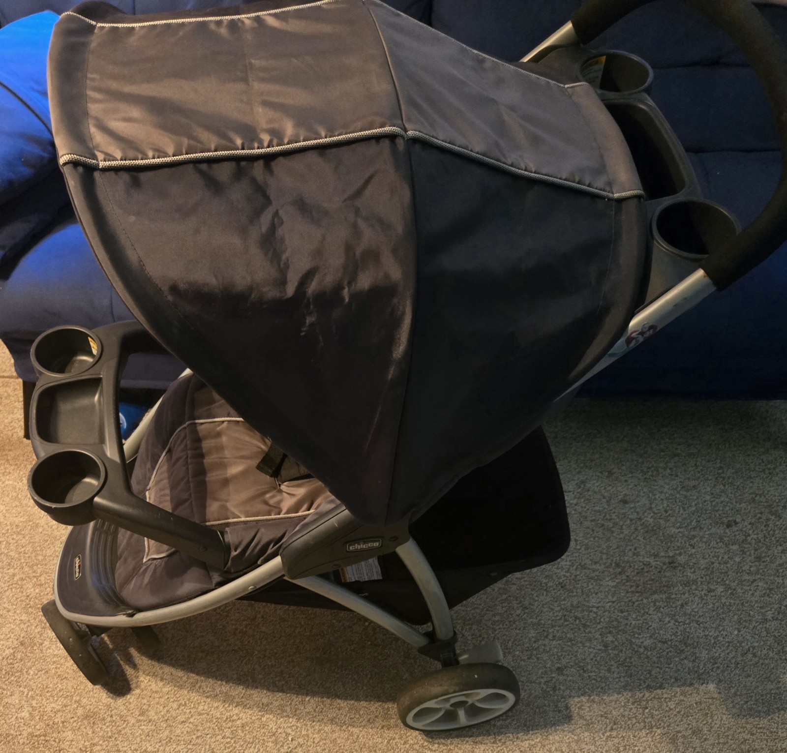 Chicco Viaro Stroller Lightweight Quick Fold Graphite EUC 3 wheel Baby Travel