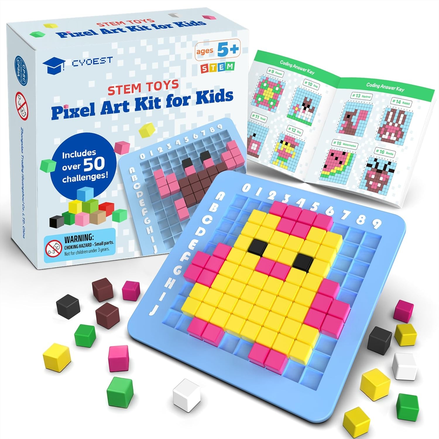 STEM Toys Pixel Art Kit for Kids - Arts and Crafts for Boys & Girls - Educationa