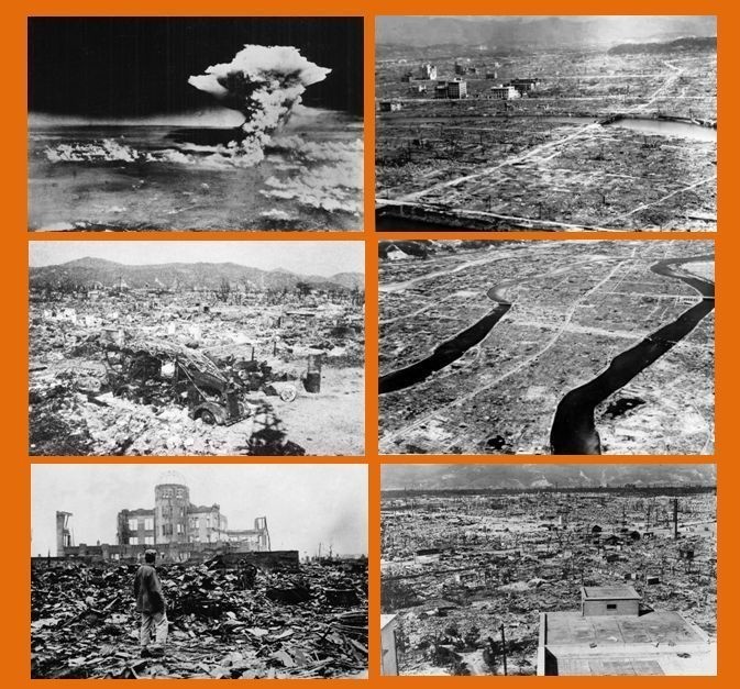 Hiroshima Atomic Bomb 6 PHOTOS Lot Little Boy Enola Gay Peace Dome Nuclear Ruins