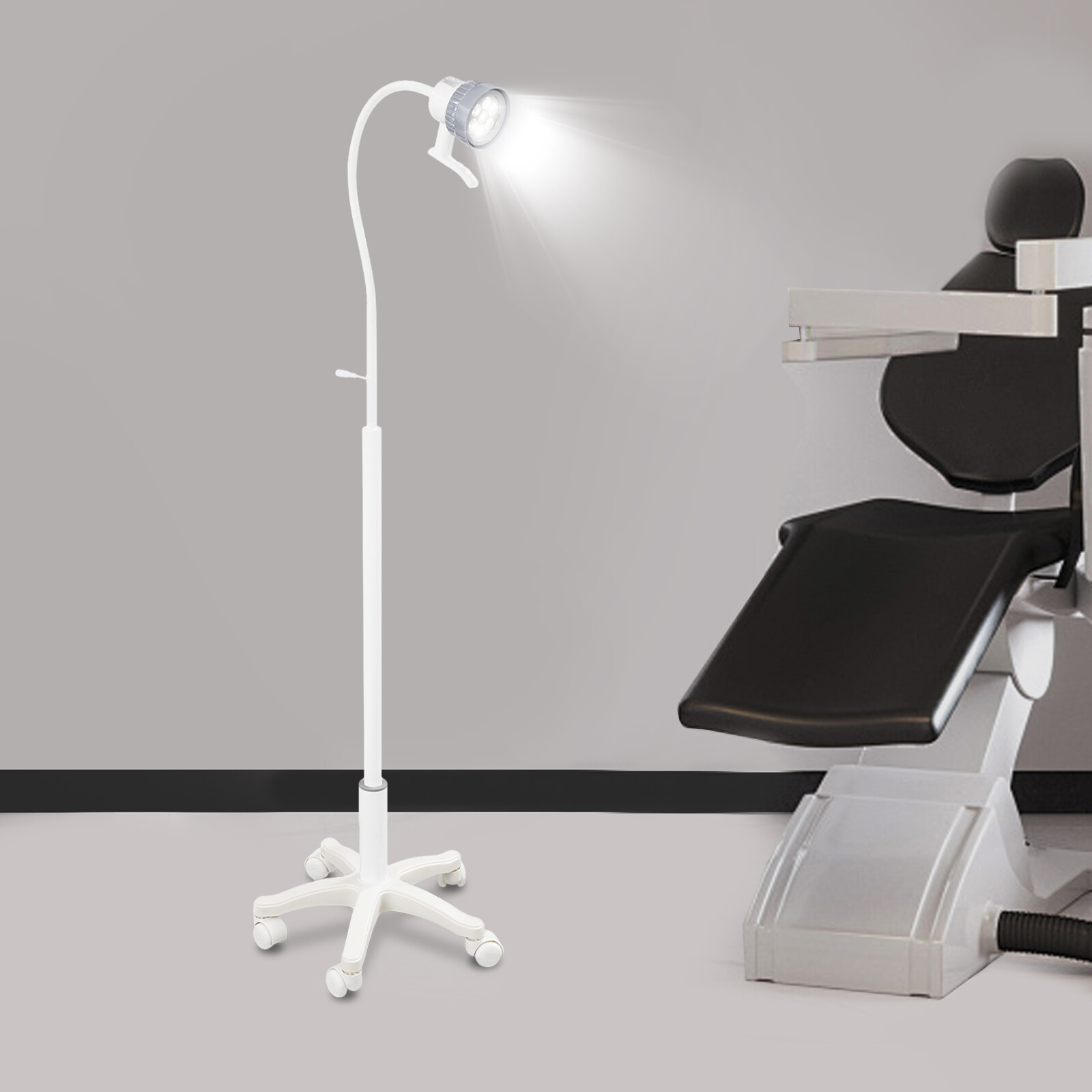 12W Mobile Dental Surgical Exam Lamp LED Examination Light W/ Wheels Floor Stand