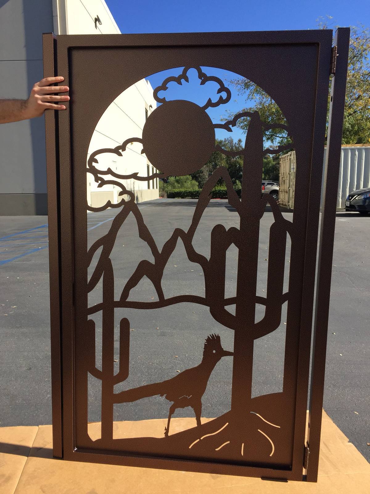 Bird Desert Metal Gate, Modern Metal Gate, Custom Art Pedestrian Walk Thru_36x60
