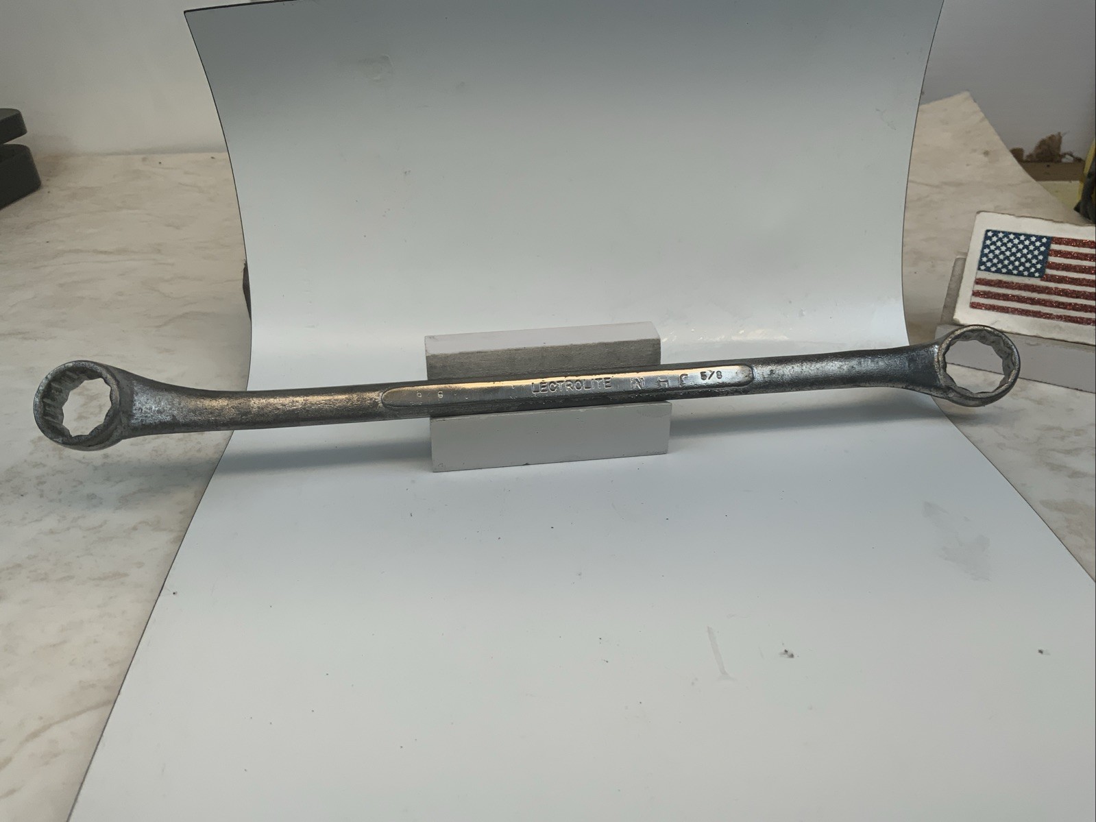 LECTROLITE Alloy 303, 9/16in. X 5/8in. 12pt Box End Wrench, -Owner Stamped-USA
