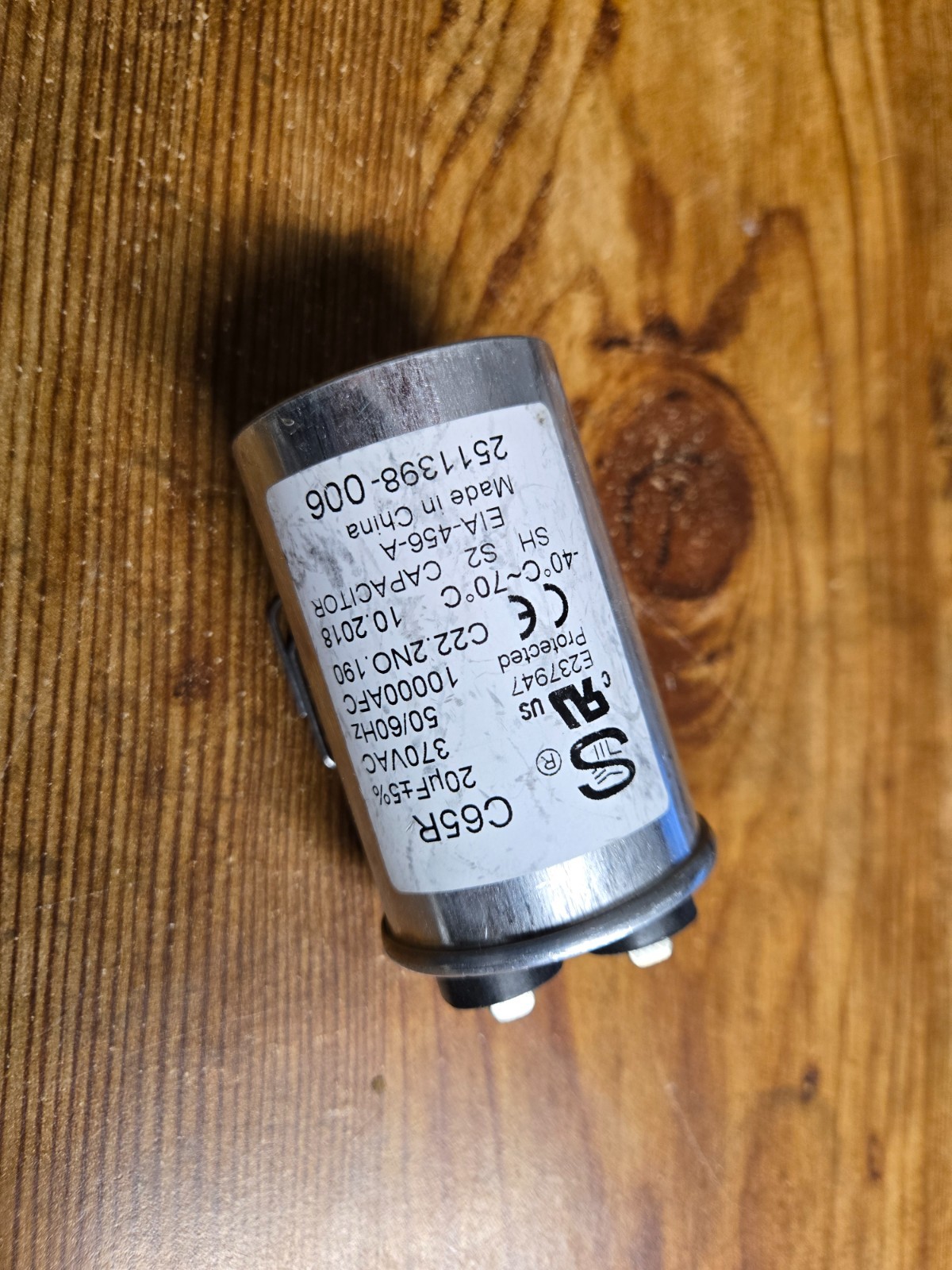 2511398-006, 20 UF RUN Capacitor At 370vac -Used- Tested.