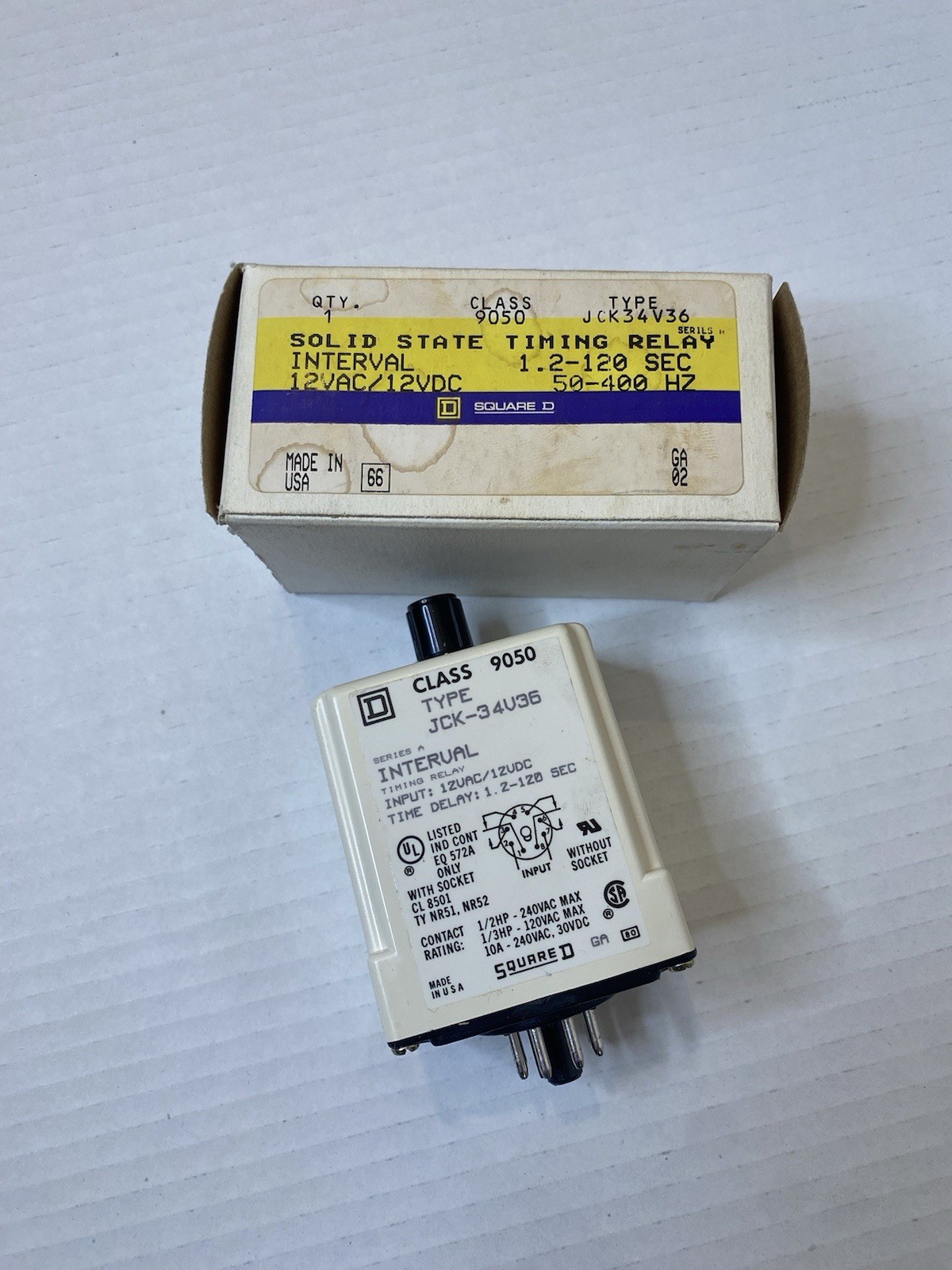 Square D 9050 JCK34V36 Solid State Timing Relay