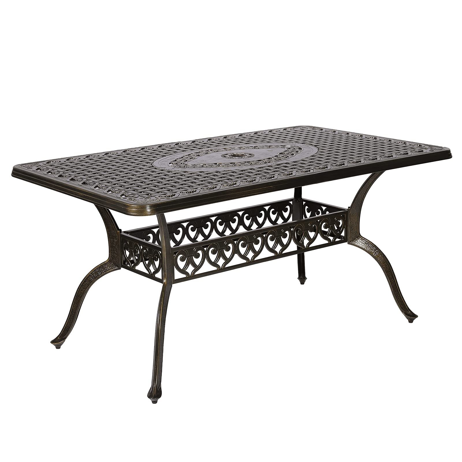 Outdoor Large Patio Dining Table All Weather Cast Aluminum Patio Furniture Table