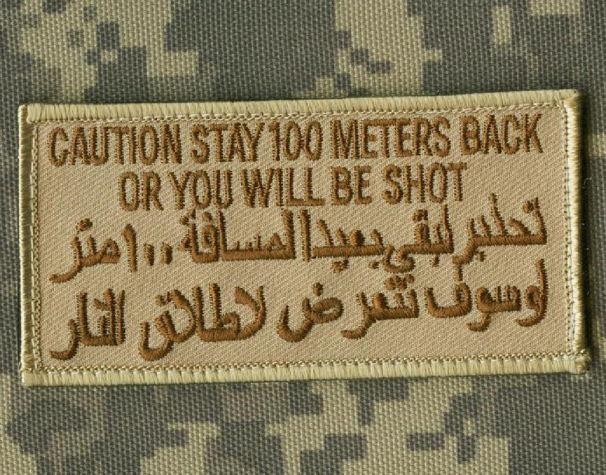GENUINE ORIGINAL OPERATION DESERT STORM GULF WAR velkrö PATCH: STAY BACK 100 M