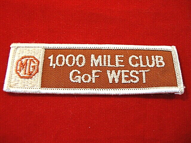 Vintage Embroidered Patch - MG 1,000 MILE CLUB from the GoF WEST Club