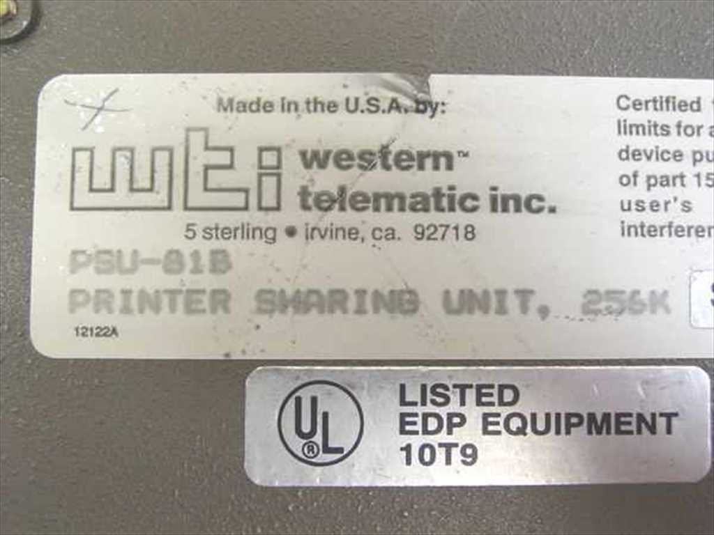 WTI Lasernet Printer Sharing Unit 256k Serial - Parallel PSU-81B