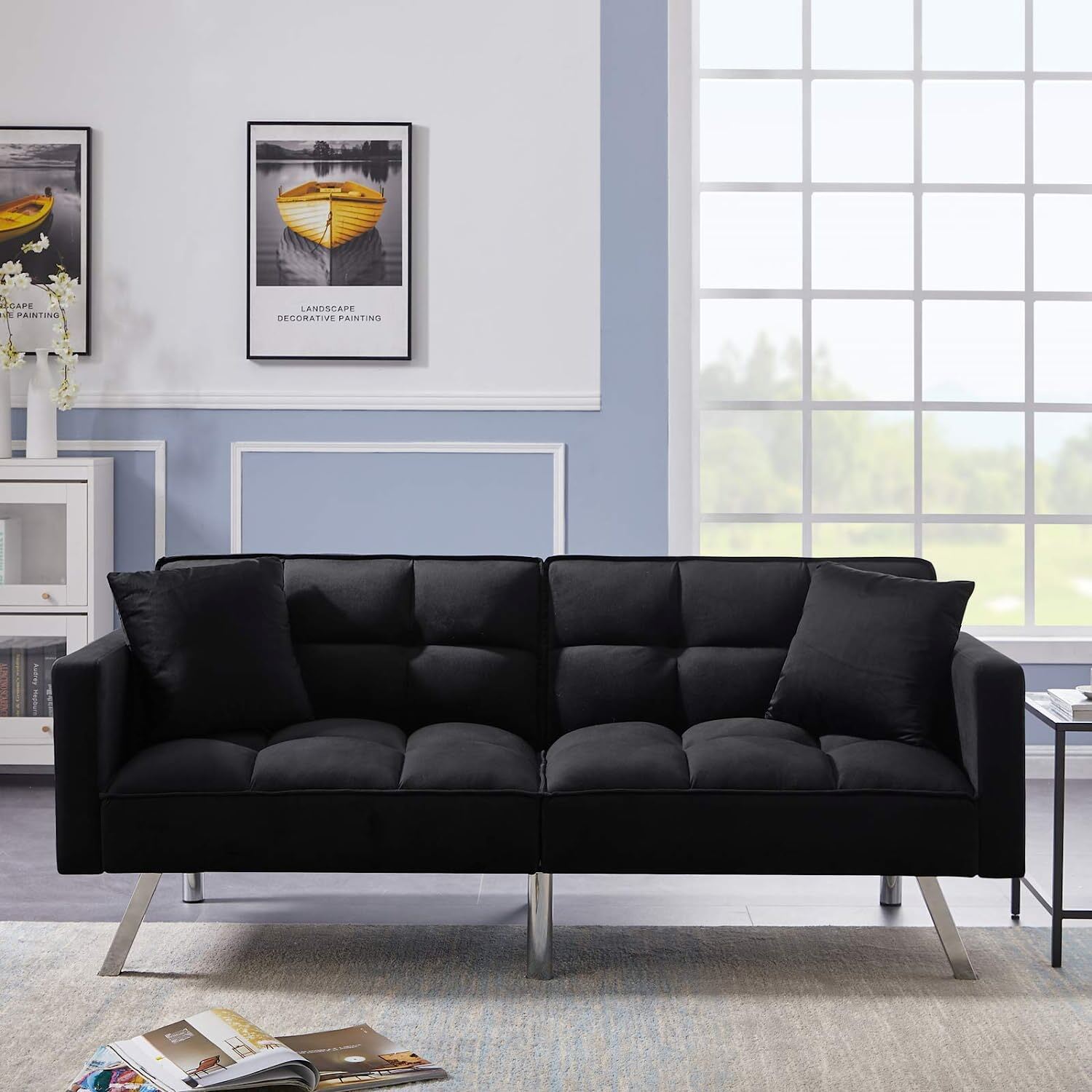 Futon Couch Sleeper Sofa Bed Convertible Loveseat Reclining Sofa Bed with Pillow