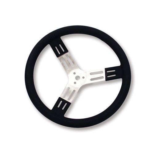 Longacre 52-56801 15" Dished Steering Wheel; Black With Spokes and Smooth Grip