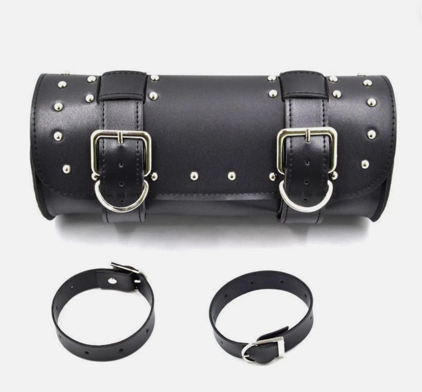 Motorcycle Front Fork Tool Bag PU Leather Handlebar Pouch Storage Saddle Bags US
