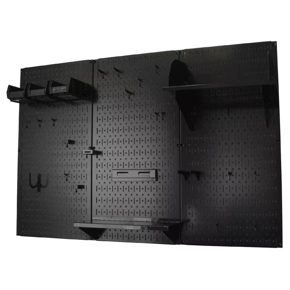 32 In. X 48 In. Metal Pegboard Standard Tool Storage Kit with Black Pegboard and