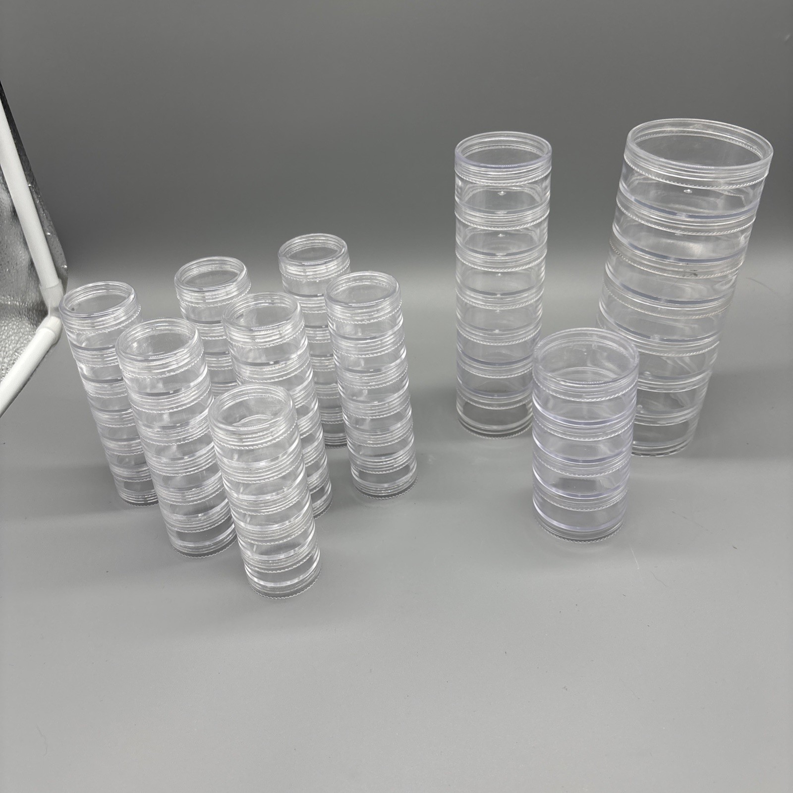 Lot Of Plastic Storage Containers Layer Screw On Stackable Round Cross Stitch