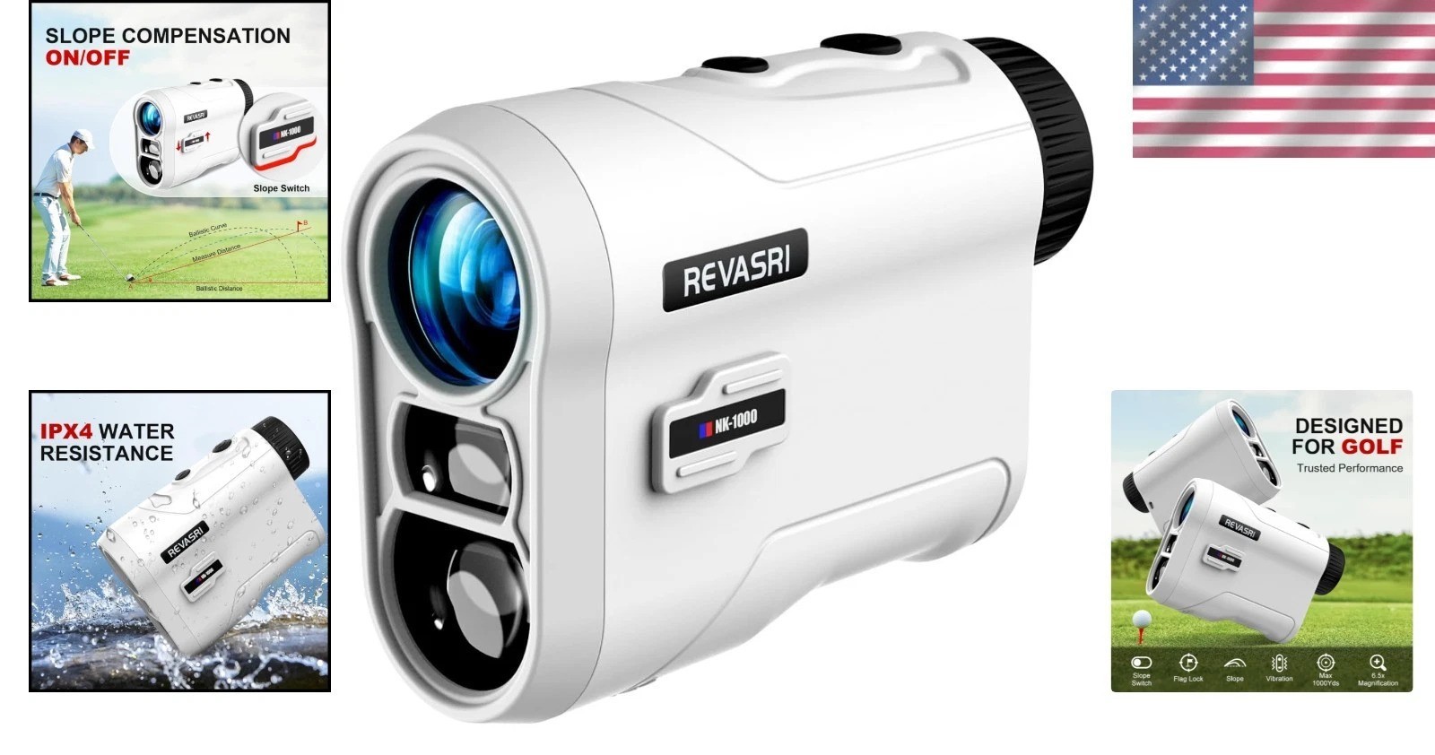 Precision Golf Rangefinder 1000YDS with Vibration & Slope Switch - Waterproof