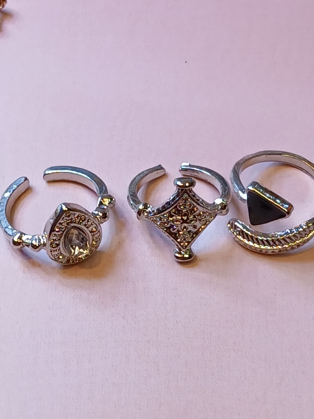 Set Of 3 Silver Tone Toe Rings