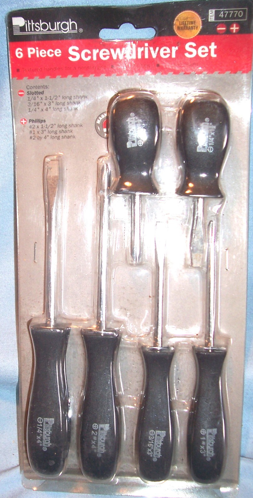 6 pc PITTSBURGH Slotted Phillips Mechanic Carpenter SCREWDRIVERS Hand Tools Set