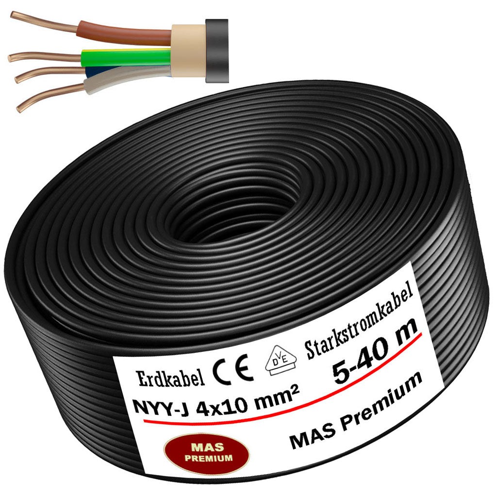 5-40 m underground cable power cable NYY-J 4 x 10 mm² electrical cable