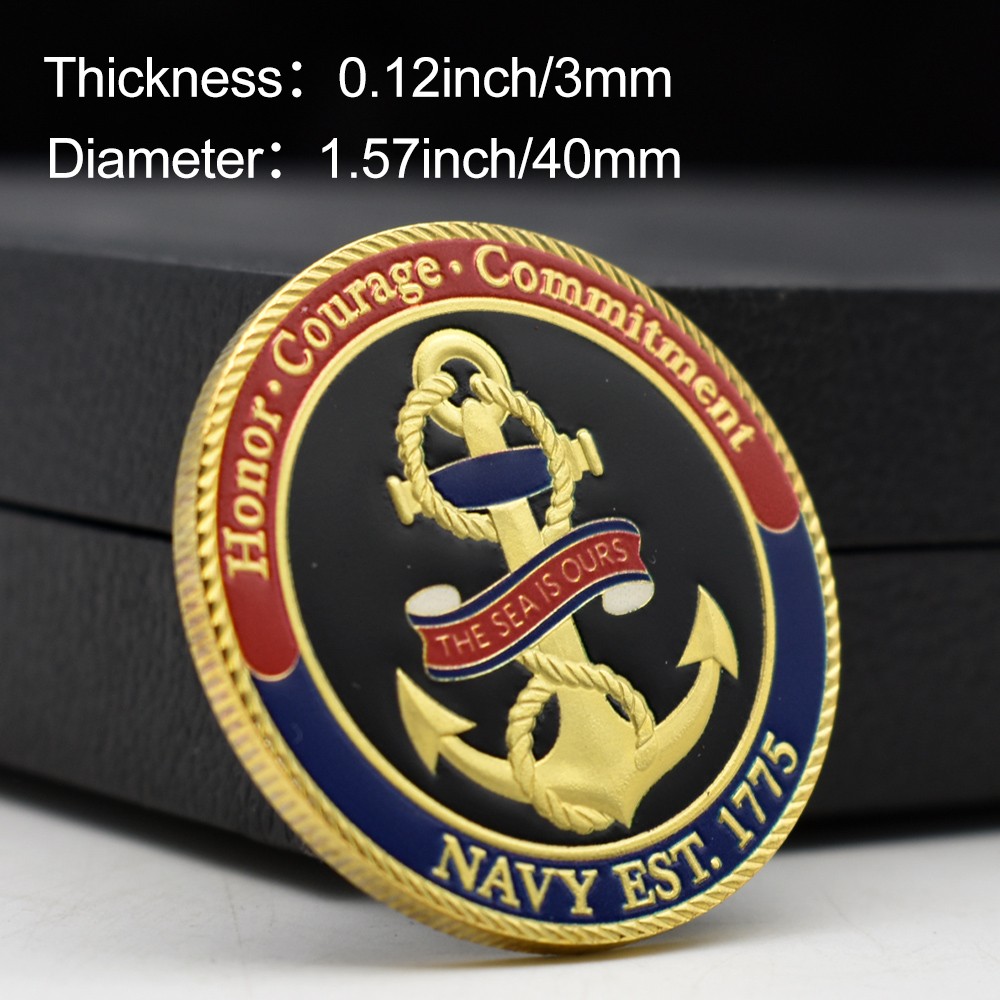 US Navy Sailor's Creed Challenge Coin Double-Sided Commemorative Anchor Gift