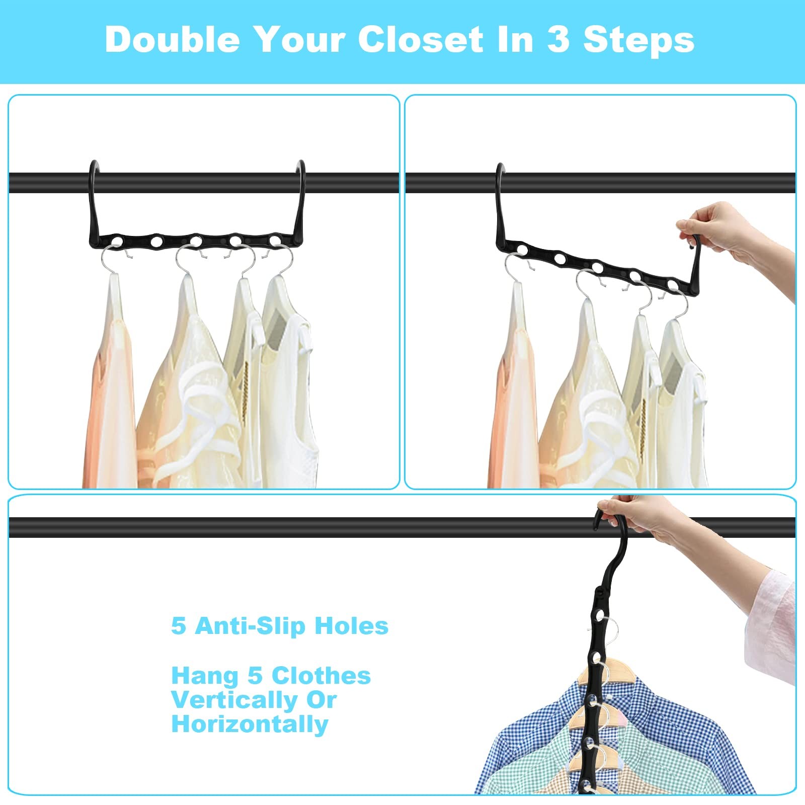 5/10 Pack Magic Hangers Space Saving Hangers Closet Space Saver Hanger Organizer