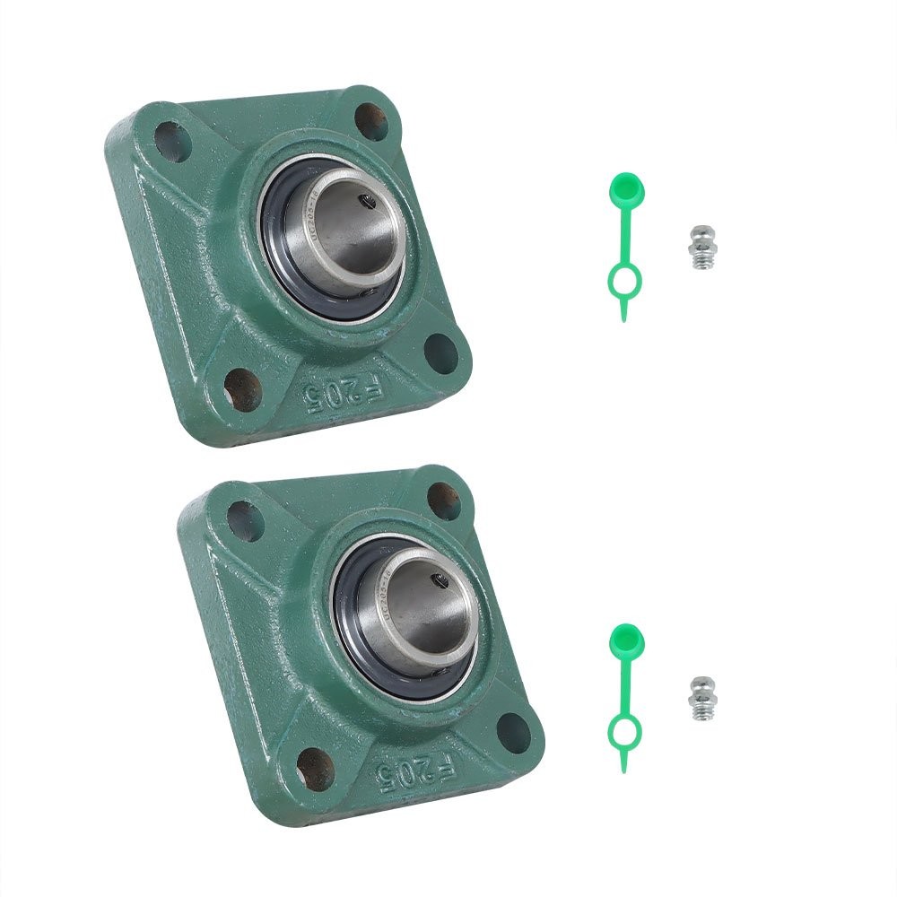 2 Pcs UCF205-16 Solid Base Pillow Block Flange Mounted Bearing 1" Bore 4 Bolt