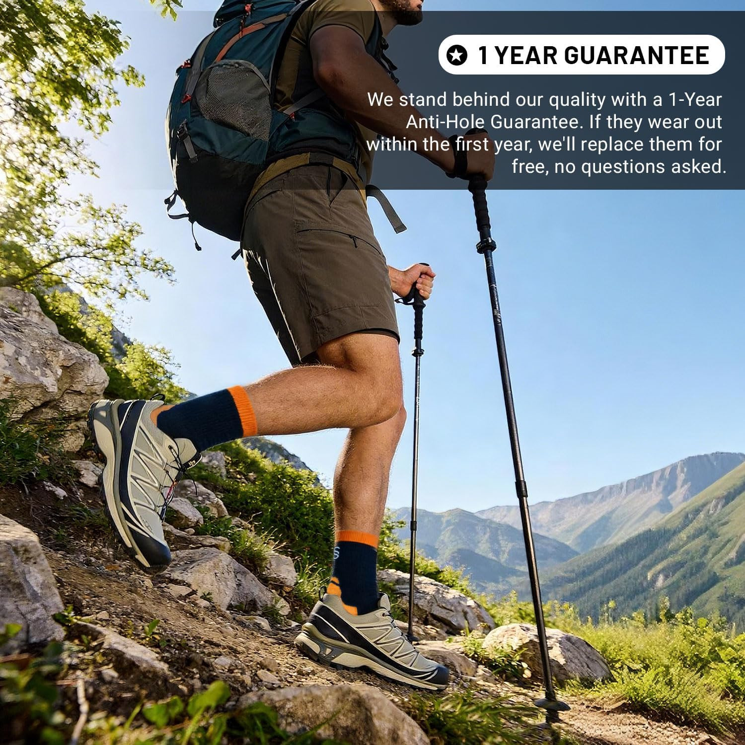 Merino Wool All-Season Hiking Socks with Targeted Cushion for Men and Women