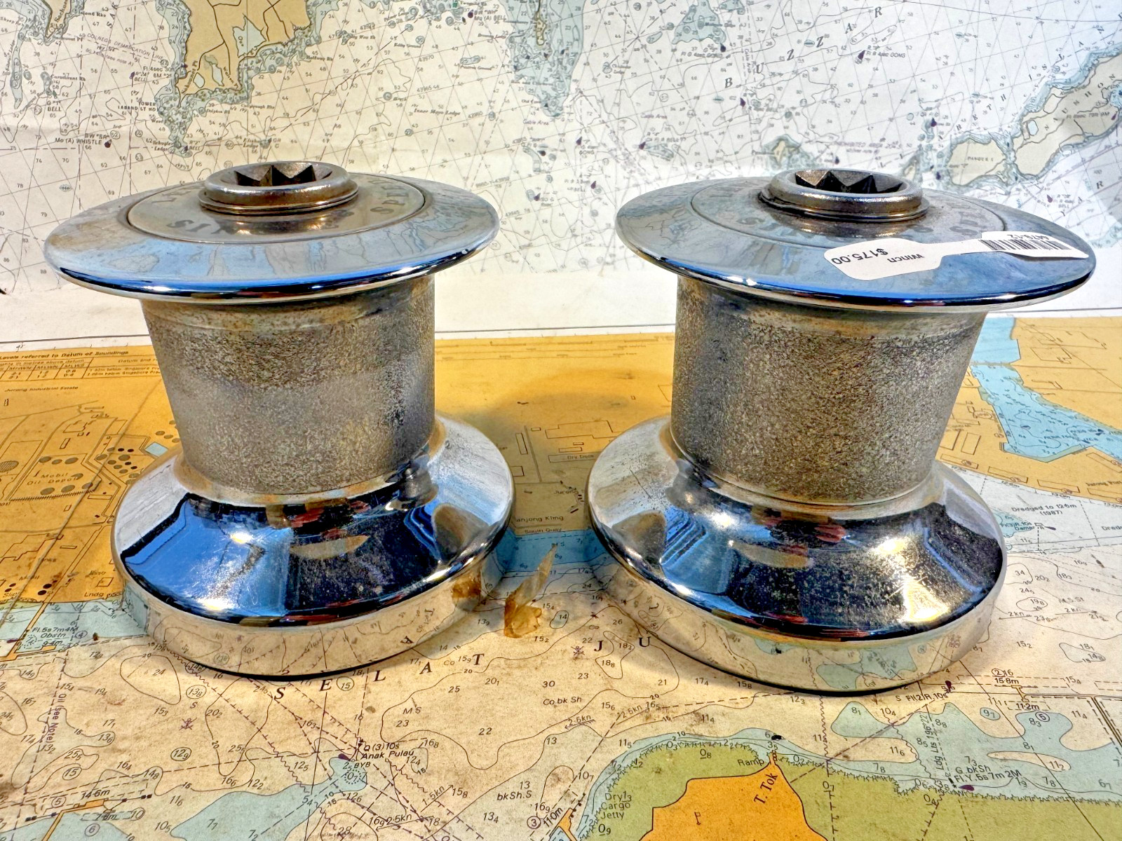 Chromed Brass Lewmar 8 Single Speed Sailboat Winches (1 Pair)