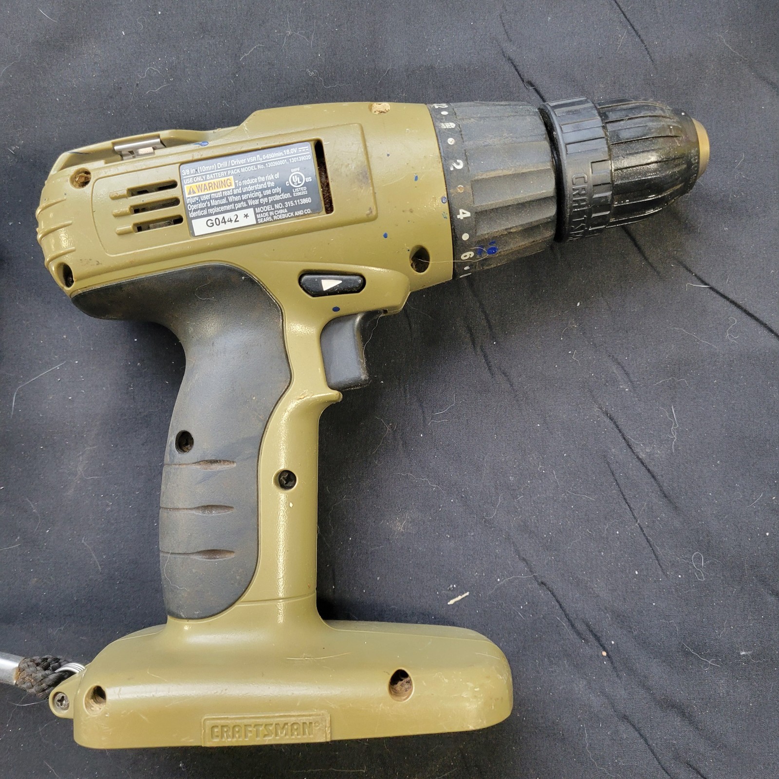 CRAFTSMAN 3/8" DRILL DRIVER & LIGHT 18 VOLT, MODEL 315.113860, TOOLS ONLY