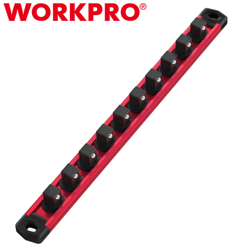WORKPRO 3/8 Drive Magnetic Socket Organizer Socket Rail Heavy Duty Socket Holder