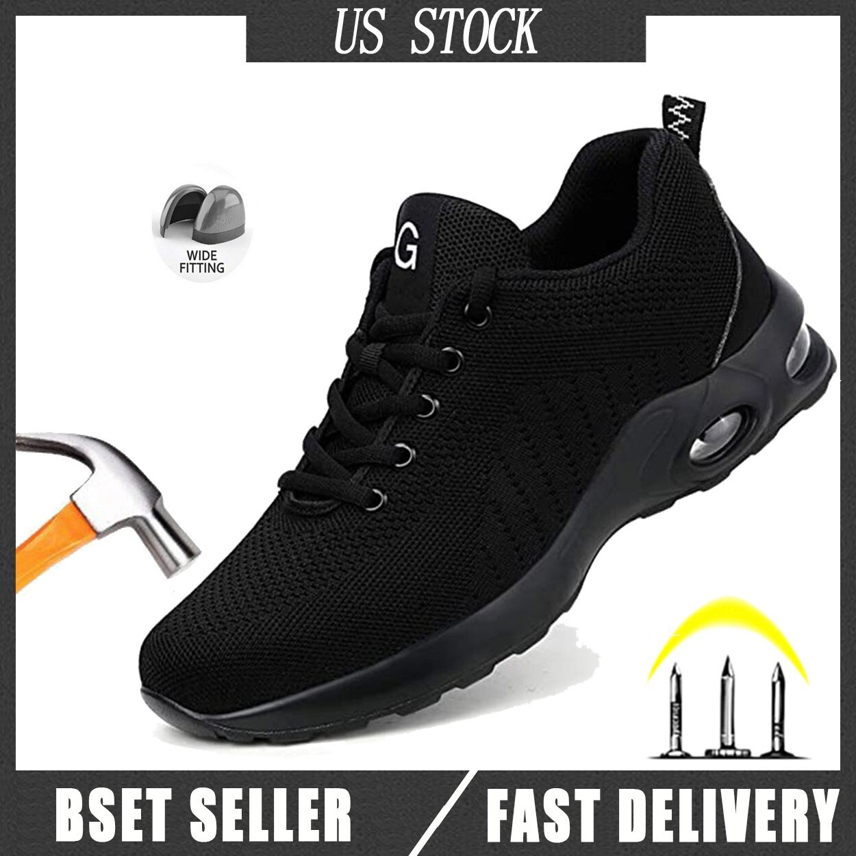 Mens Work Boots Steel Toe Safety Shoes Indestructible Sneakers Lightweight Shoes