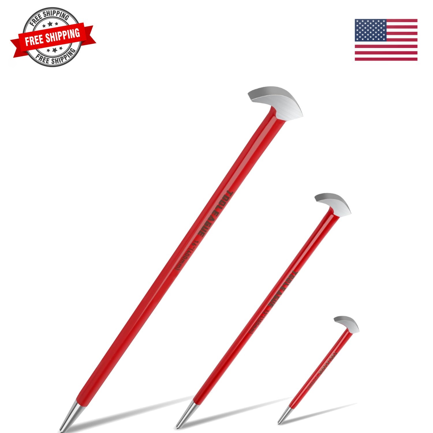 3Pcs ,6",12",16" Heavy Duty Pry Bars Hand Tool for Garages,Machinery Aligning...