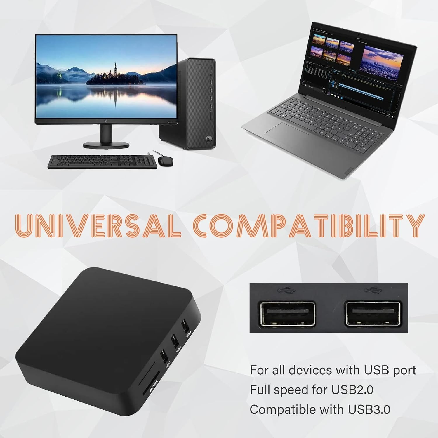 Plug & Play Card Reader: 6-in-1 for SD/Micro SD/CF/XD - Universal Compatibility