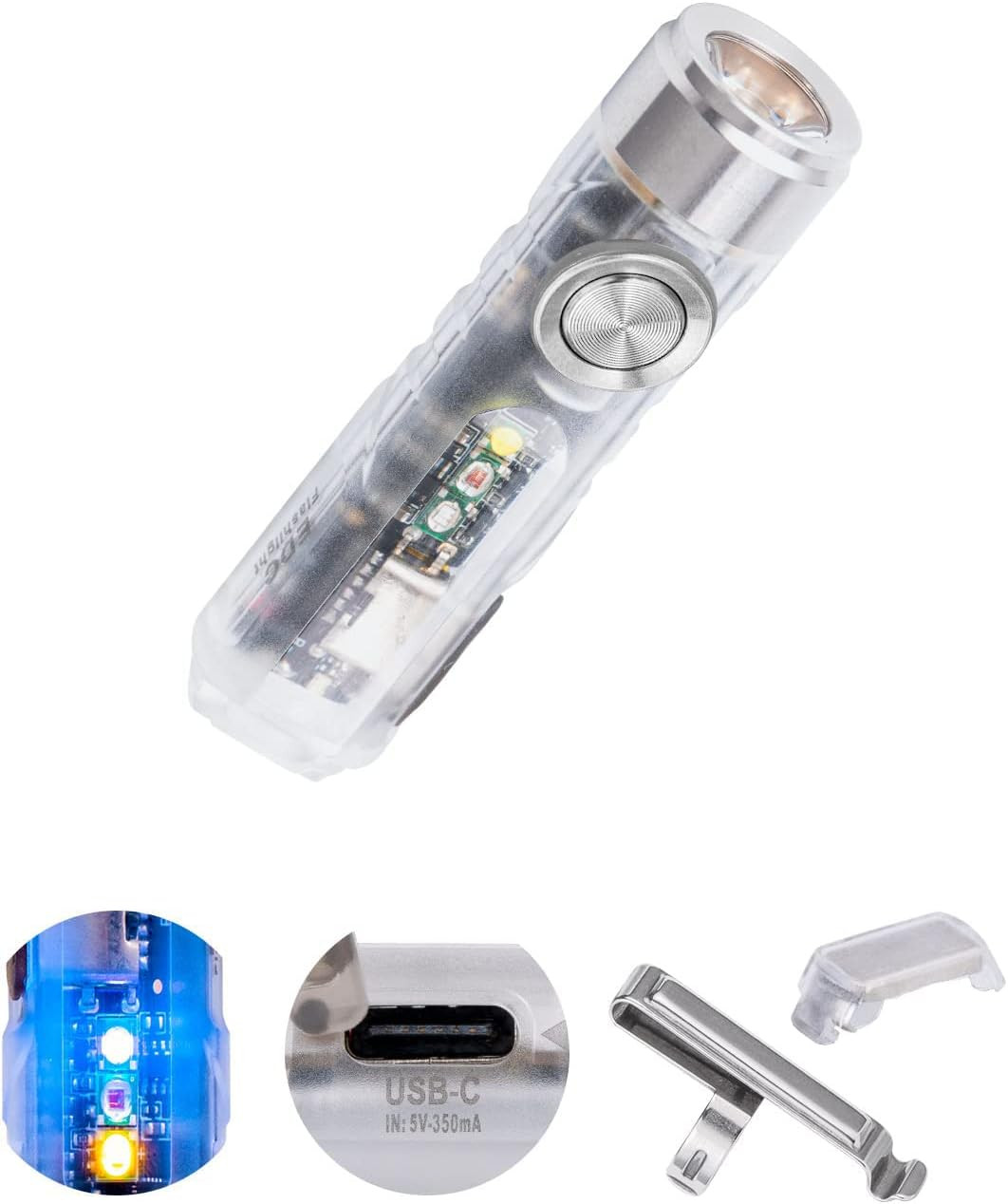 Aurora A8 4Th EDC Flashlight USB C Rechargeable Max 650 Lumens | Momentary on Ke