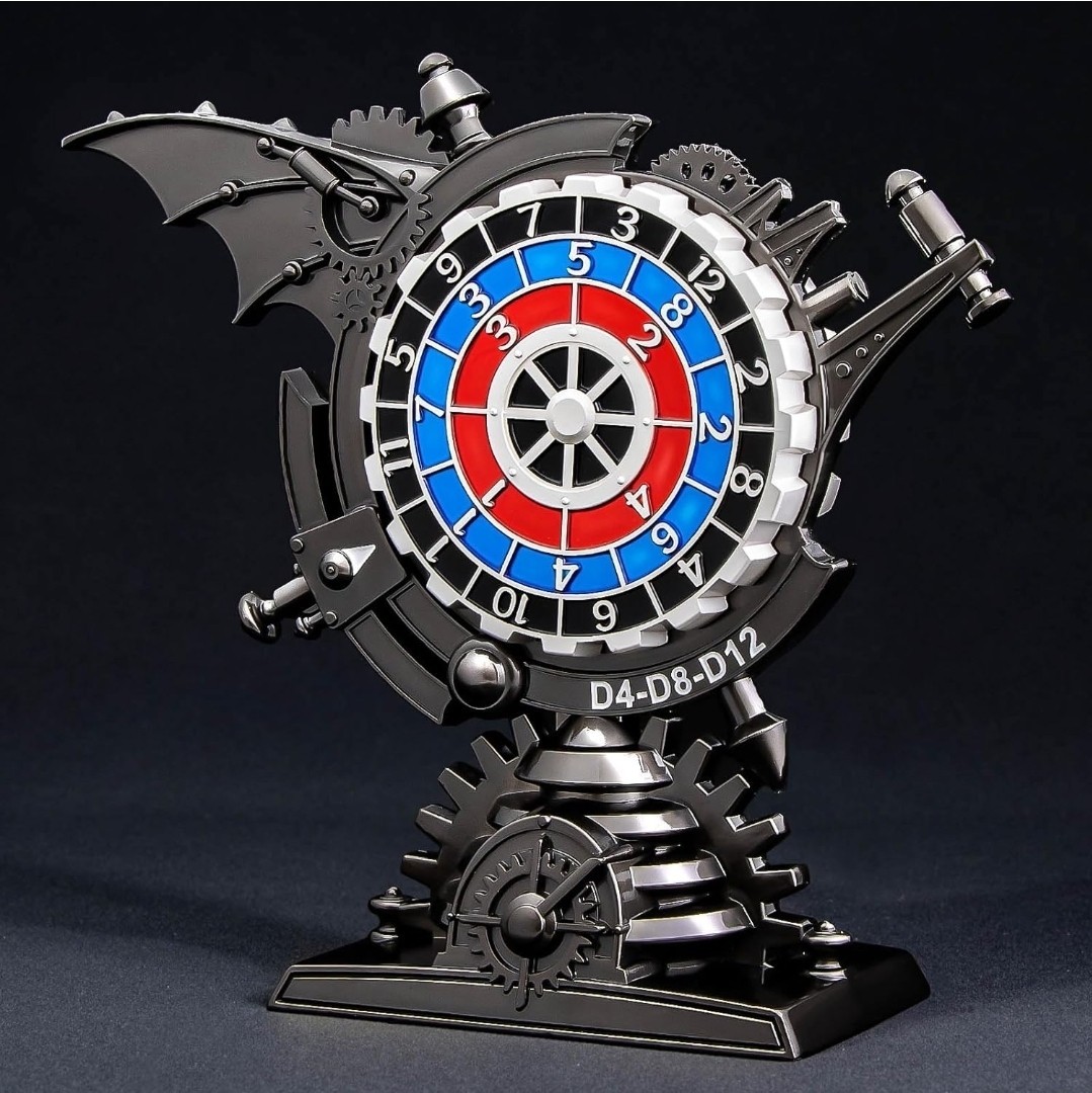 Steampunk Observatory 7 in 1 Spinner DND Dice Set, Metal D&D Black