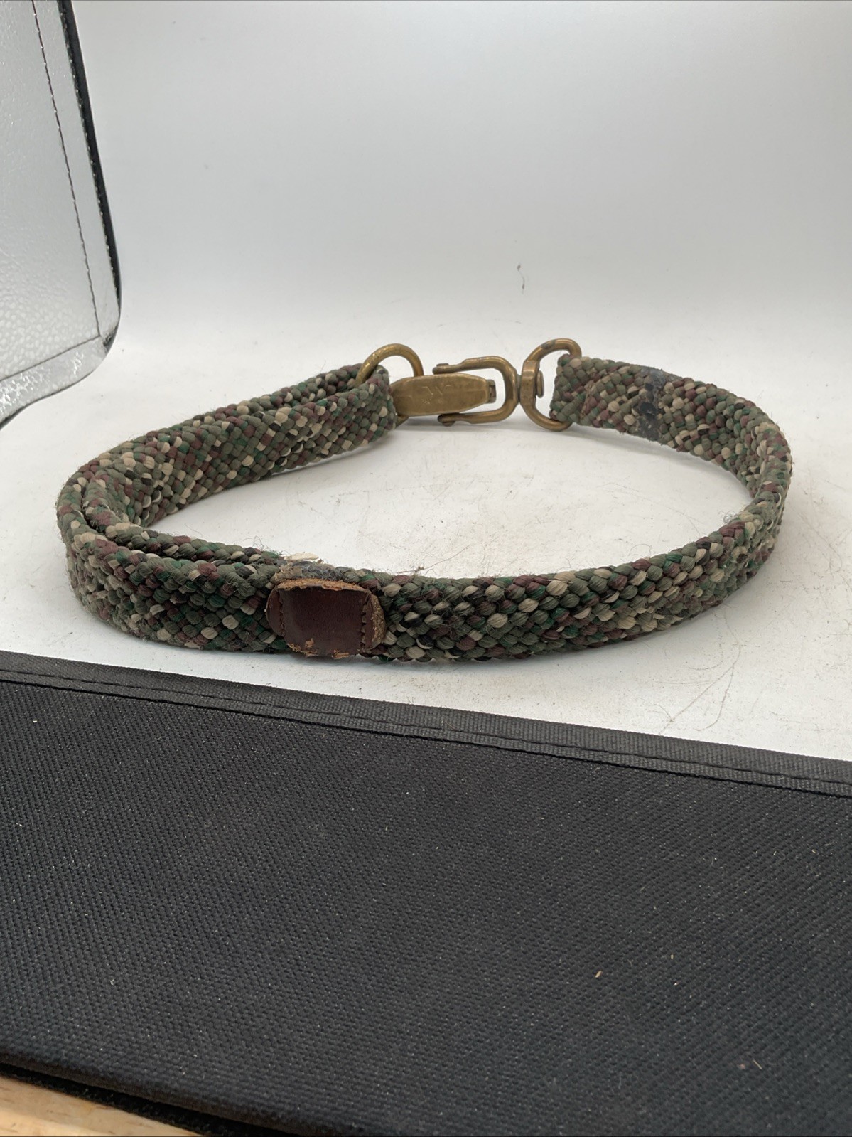 W - Woven Dog Collar - 24” Long - Green Beige Brown