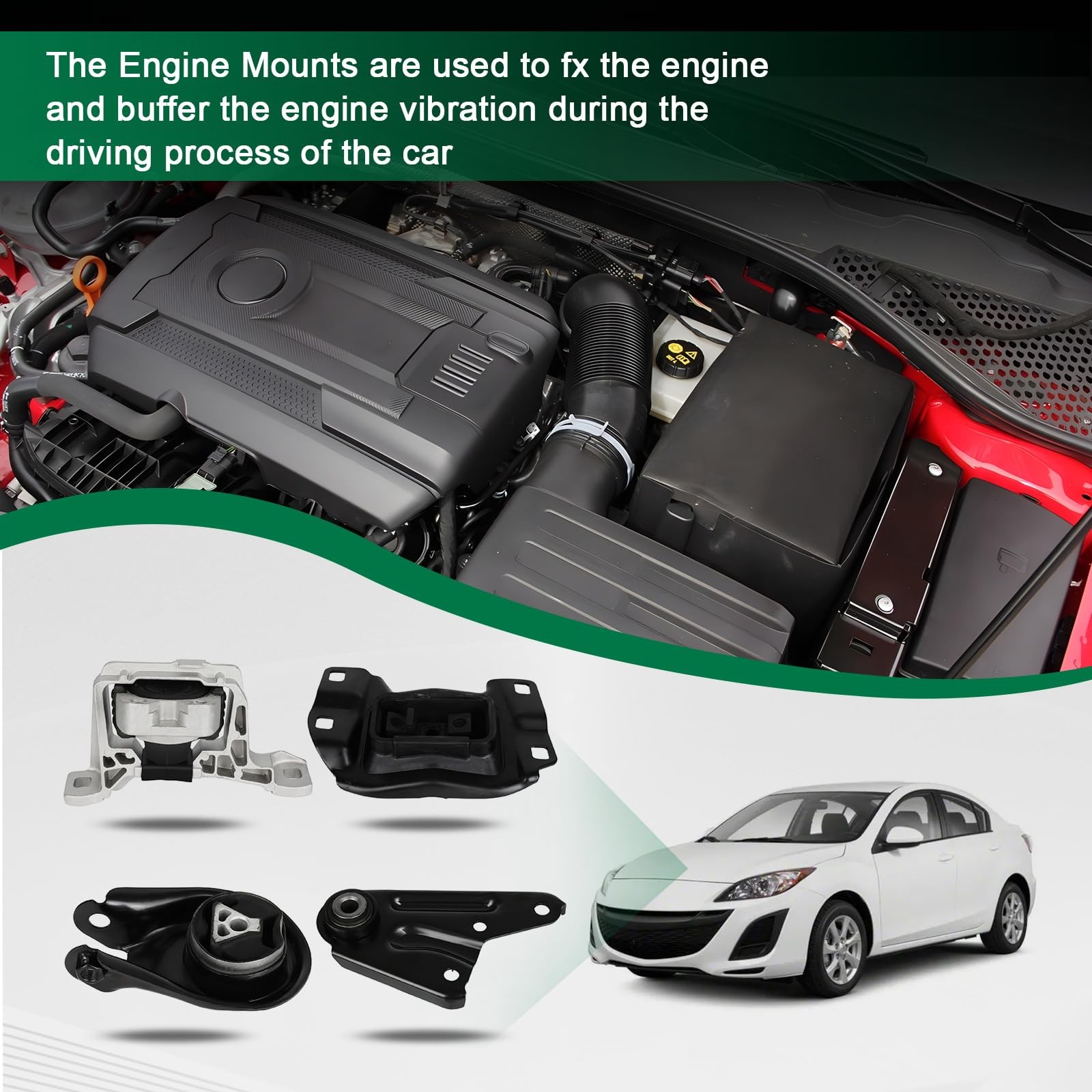 Engine Mount Trans Mounts Set fit for 2004-2011 for Mazda 3 A4402