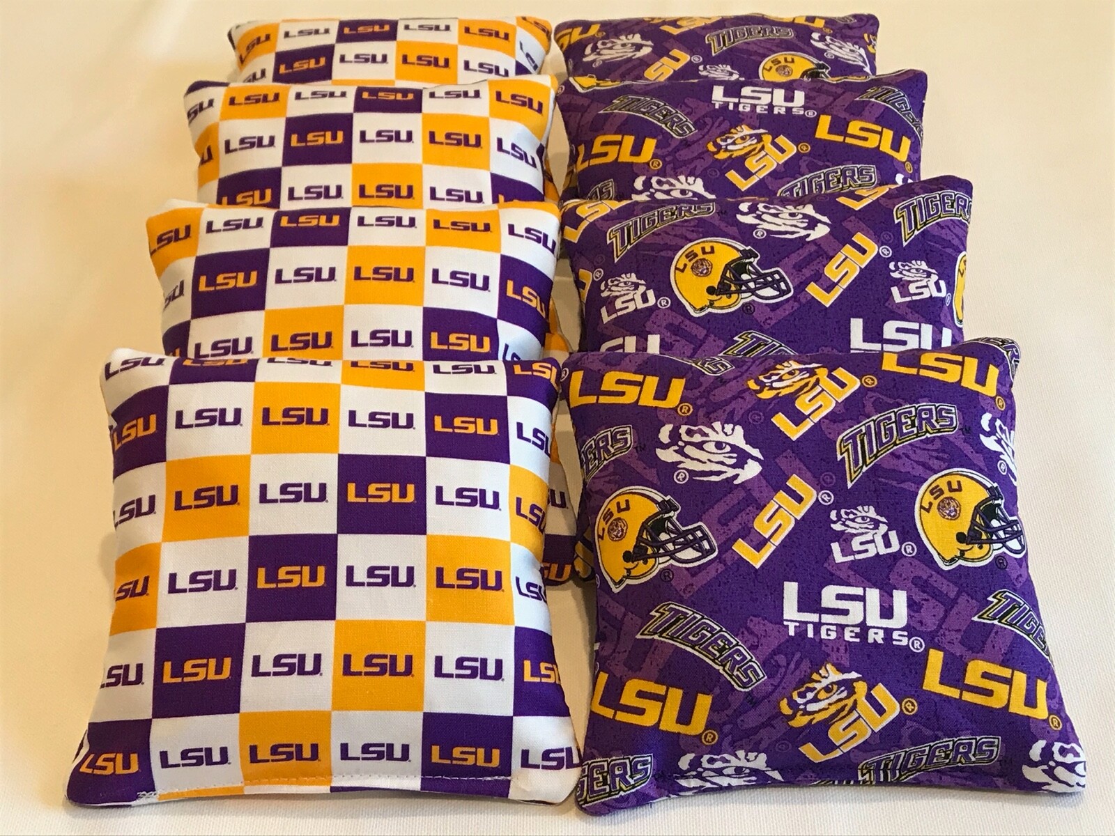 8 CORNHOLE BEAN BAGS TOSS GAME LOUISIANA STATE UNIVERSITY LSU TIGERS