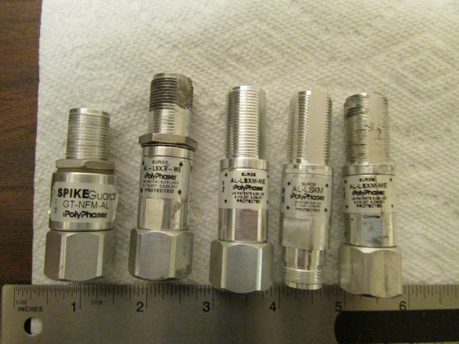 5 Assorted Polyphaser Surge Protectors AL-LSXM-ME GT-NFM-AL Used As-Is