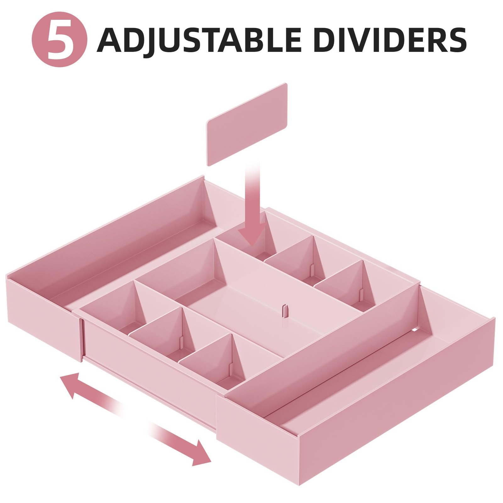 Expandable Desk Drawer Organizer, Clear Plastic Drawer Organizer Tray with 10...