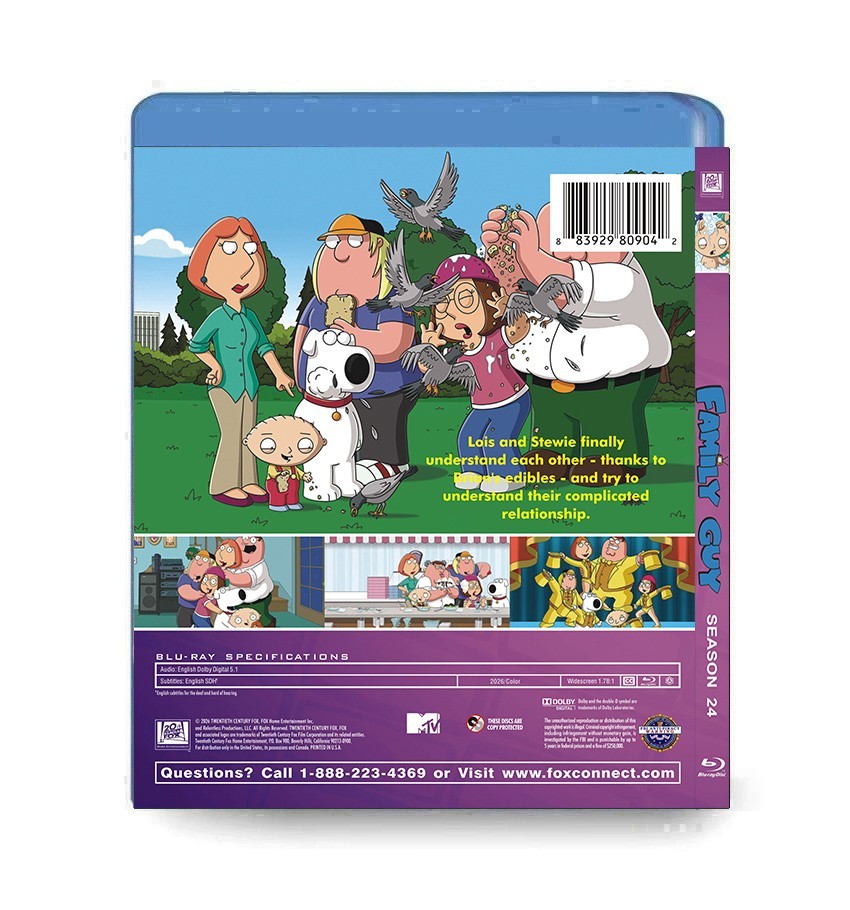 New Sealed Box Set Family Guy Season 24 Episodes 1-15: [2BD Blu-ray] All Region