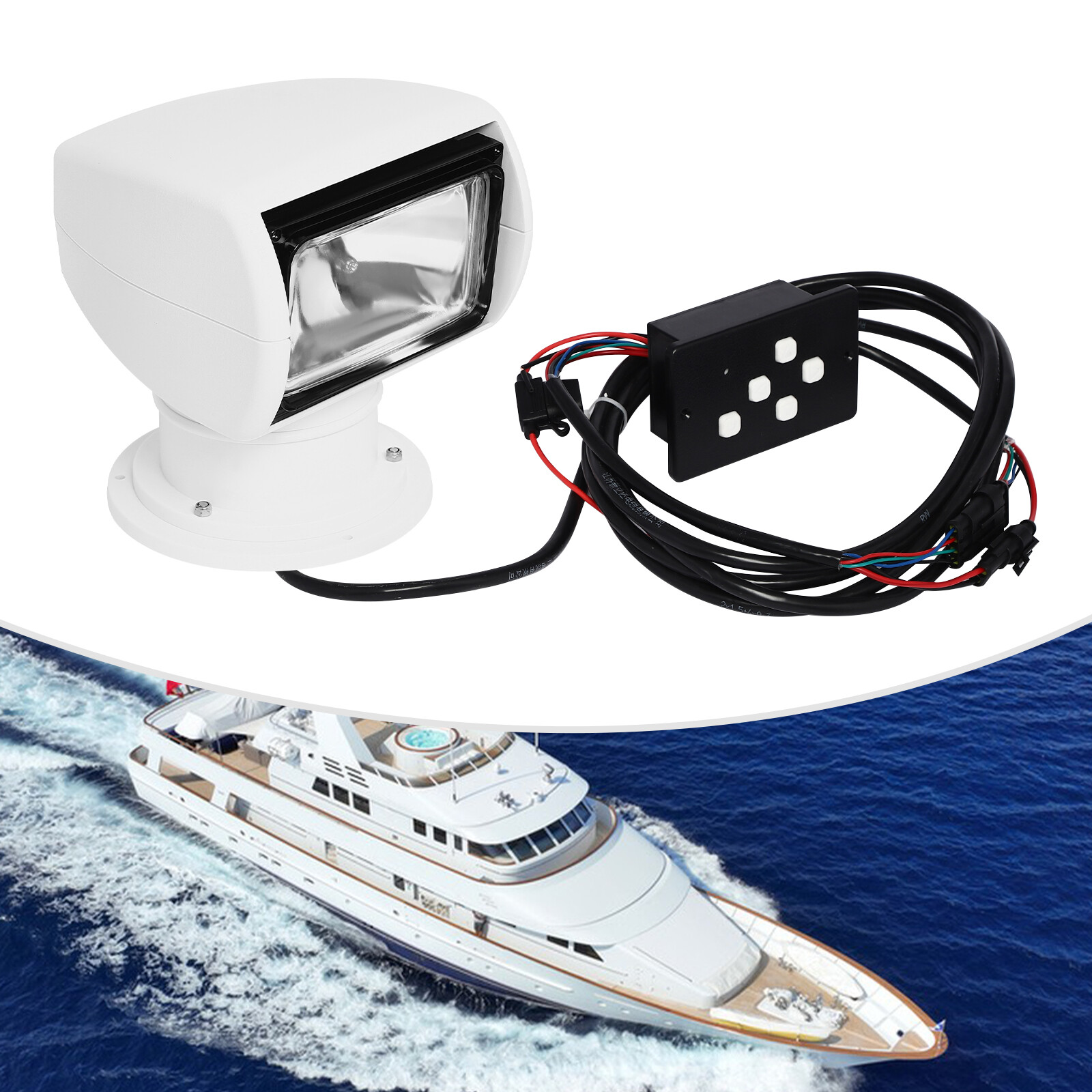 100W Remote Control Spotlights Modern White ABS Boat Searchlight Boat Spotlight