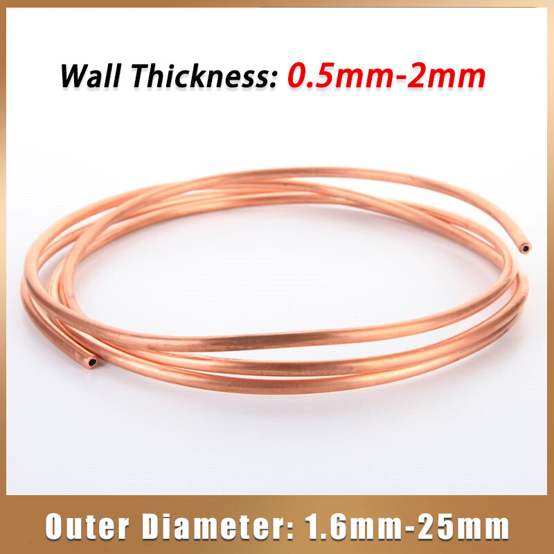 T2 Soft Copper Tube Pipe Coil 99.9% OD 1.6mm-25mm Air Conditioning Copper Tubing