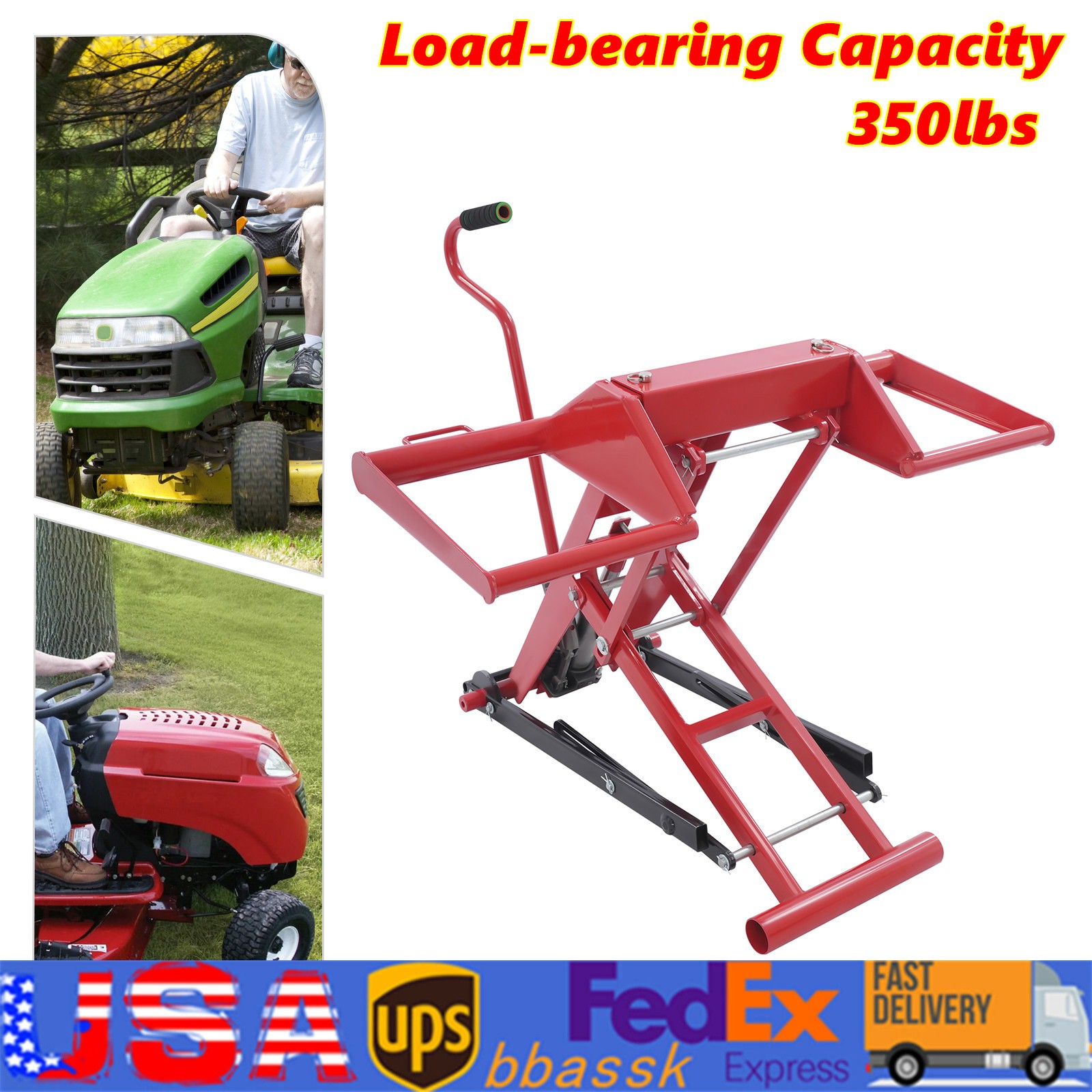 350lbs Lawn Mower Lift Hydraulic Jack For Lawn Mowers 25.4in Lift Height Q235