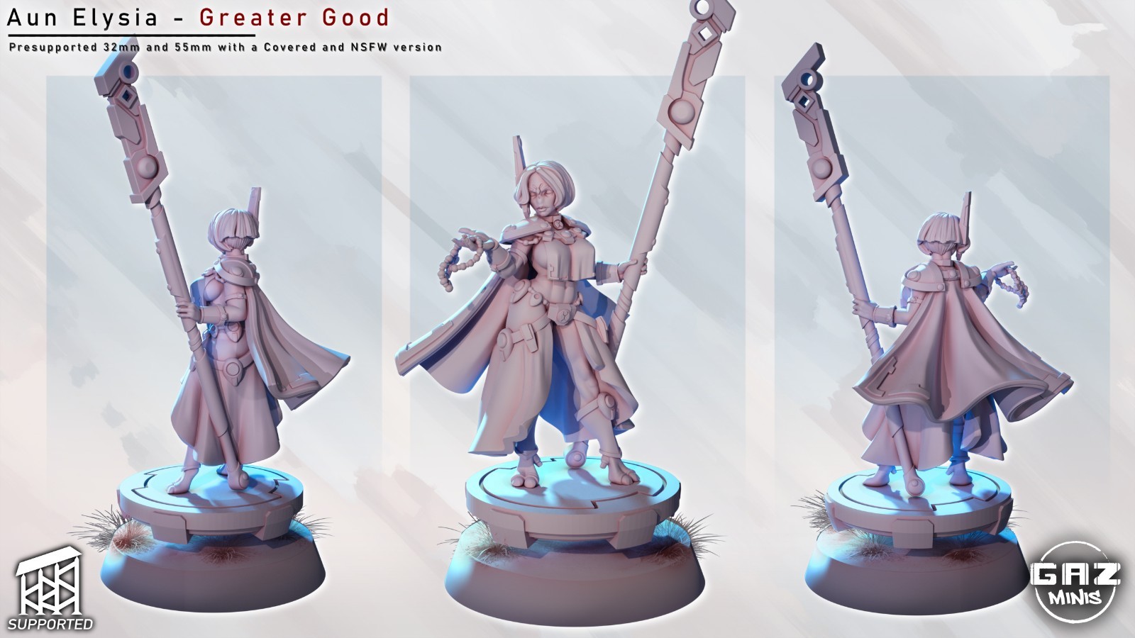 Aun Elysia 3D printed mini - 32mm, 75mm, perfect for D&D or wargames