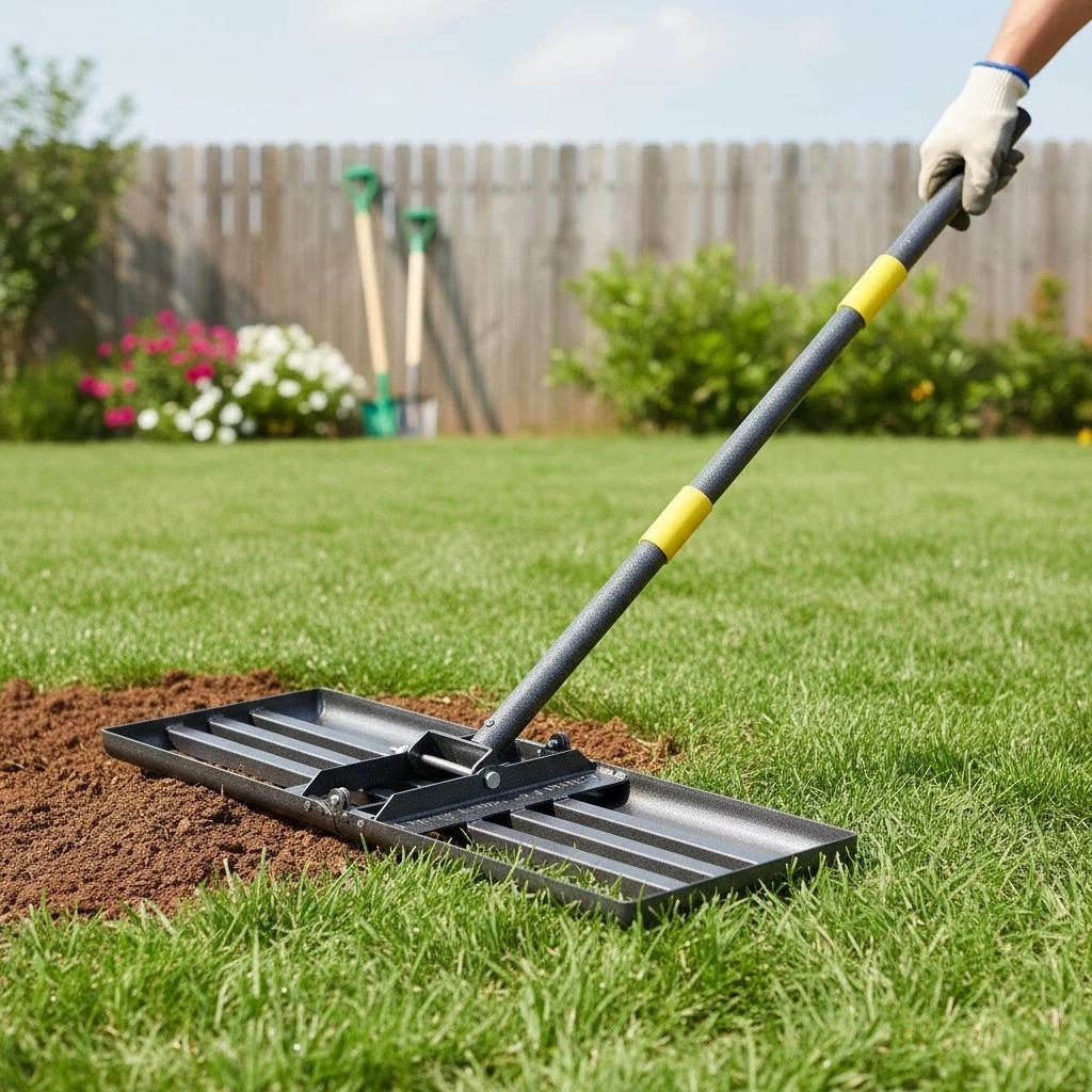 Heavy Duty Lawn Leveling Rake 30x10 with 70" Adjustable Handle - Commercial G...