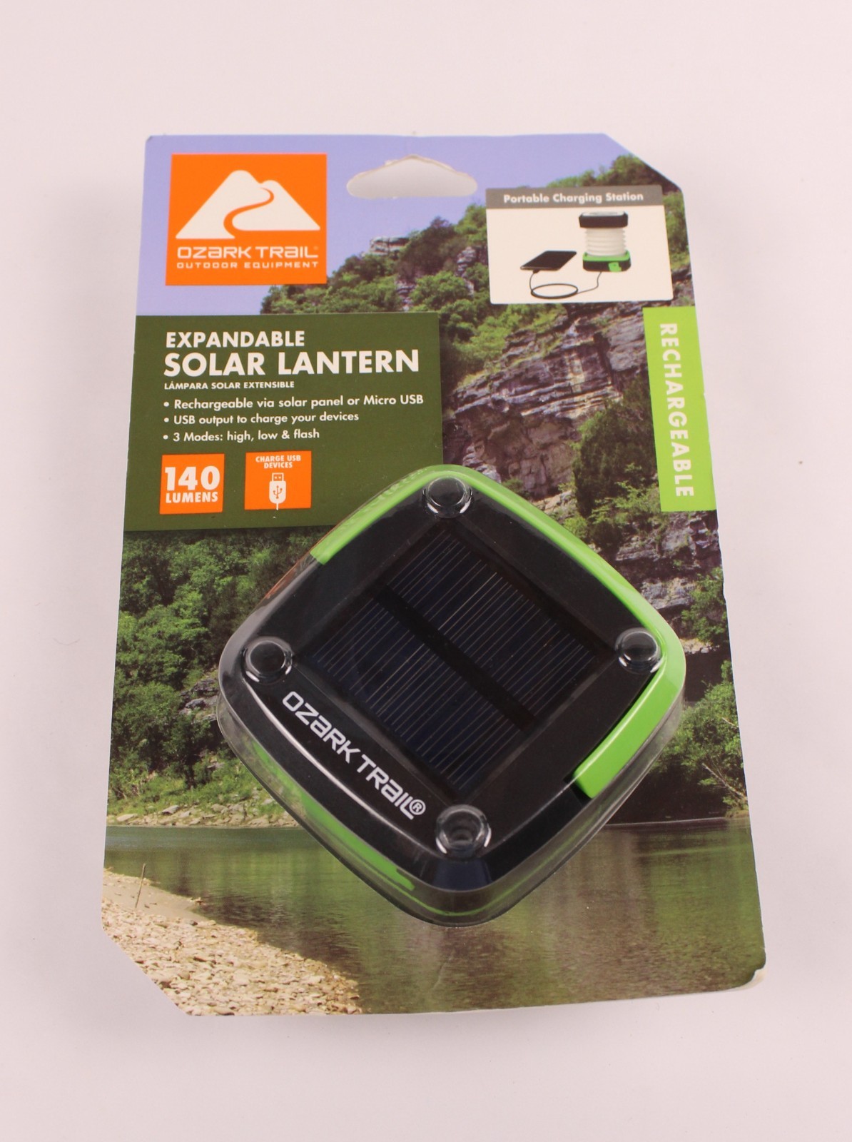 Ozark Trail Expandable Solar Rechargeable Mini Lantern with usb charger New
